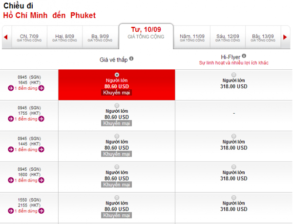 Vé máy bay đi Phuket bao nhiêu tiền?