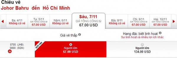 Vé máy bay Sài Gòn đi Johor Bahru giá rẻ